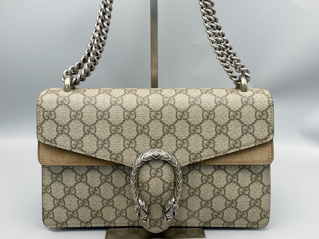 Gucci Dionysus Top Handle Chain Bag Gg Coated Canvas Beige Canvas Shoulder Bag Bag (Pre-Owned)