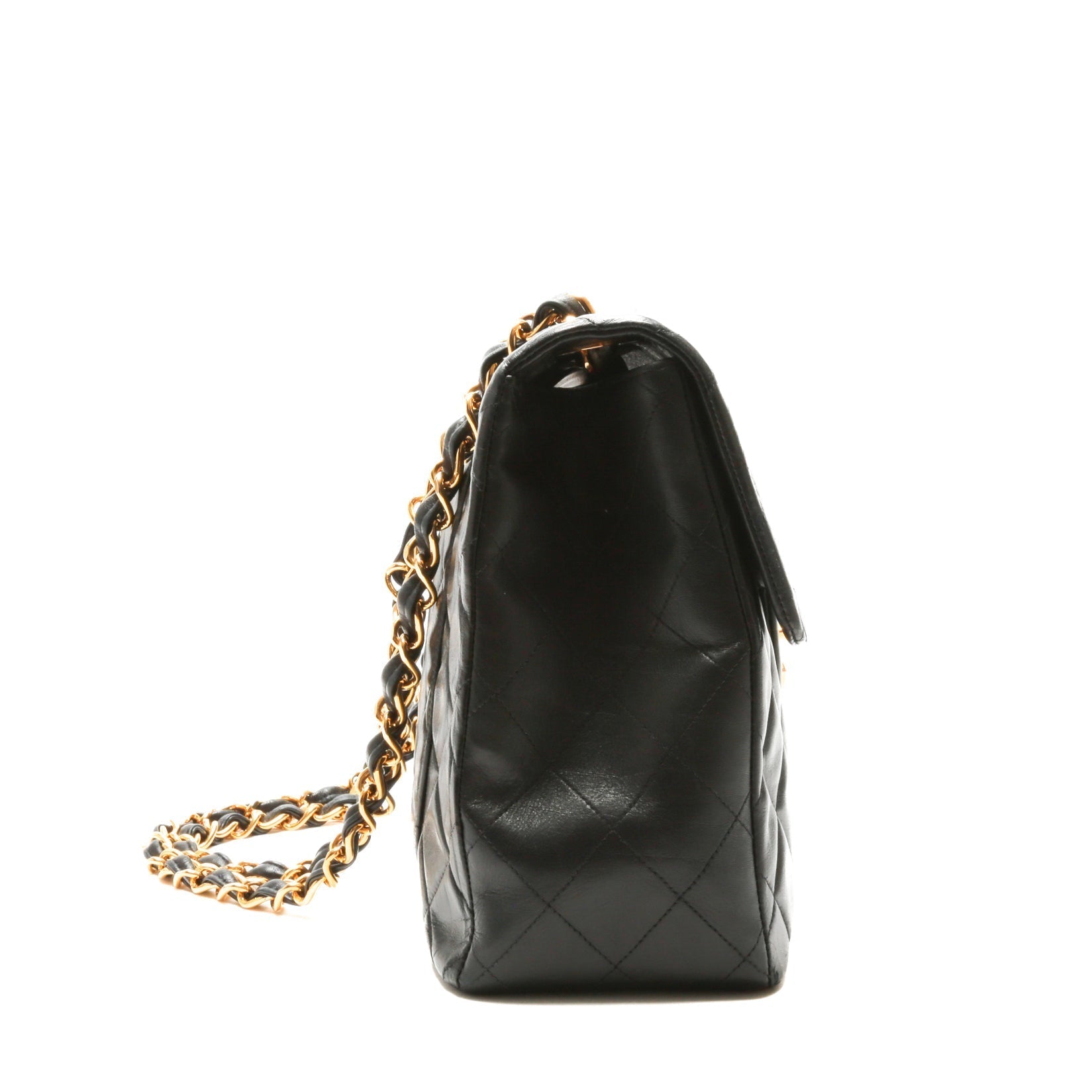 CHANEL Vintage Classic Jumbo XL Single Flap - Black Lambskin w/Gold