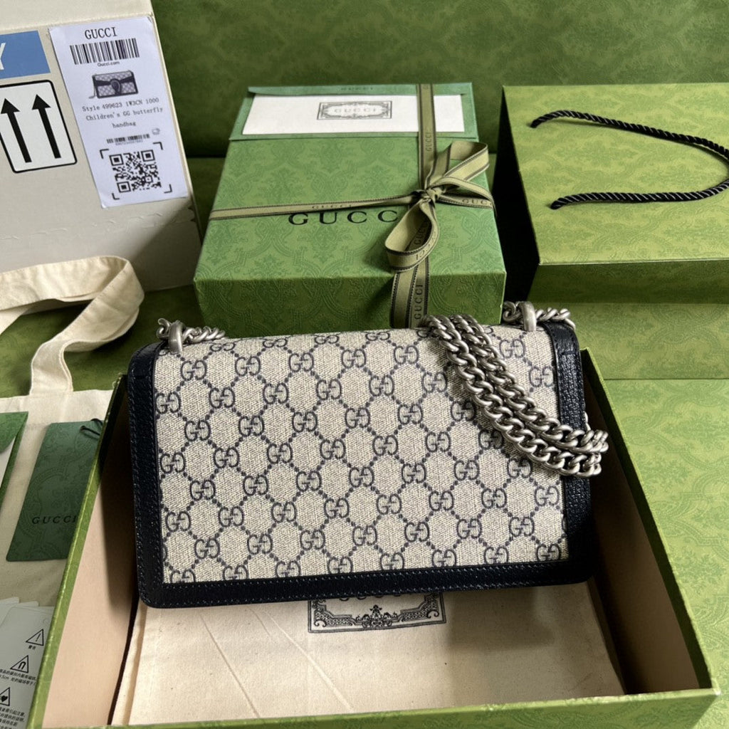 Gucci Dioronysus Small Gucci Shoulder Bag Beige And Blue Gucci Supreme Canvas For Women 10in/25cm 499623 K9GSN 4075