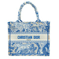Christian Dior Book Tote Embroidered Leather Blue Canvas Handbag (Pre-Owned)
