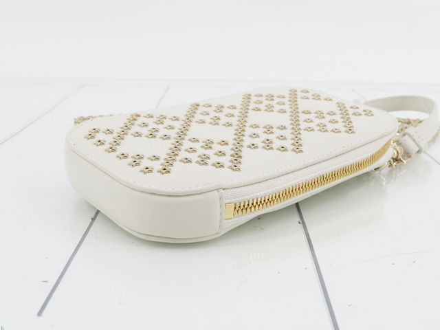 Christian Dior Lady Dior Phone Holder On Chain Studded Leather Ecru Leather Clutche & Pouche Bag (Pre-Owned)