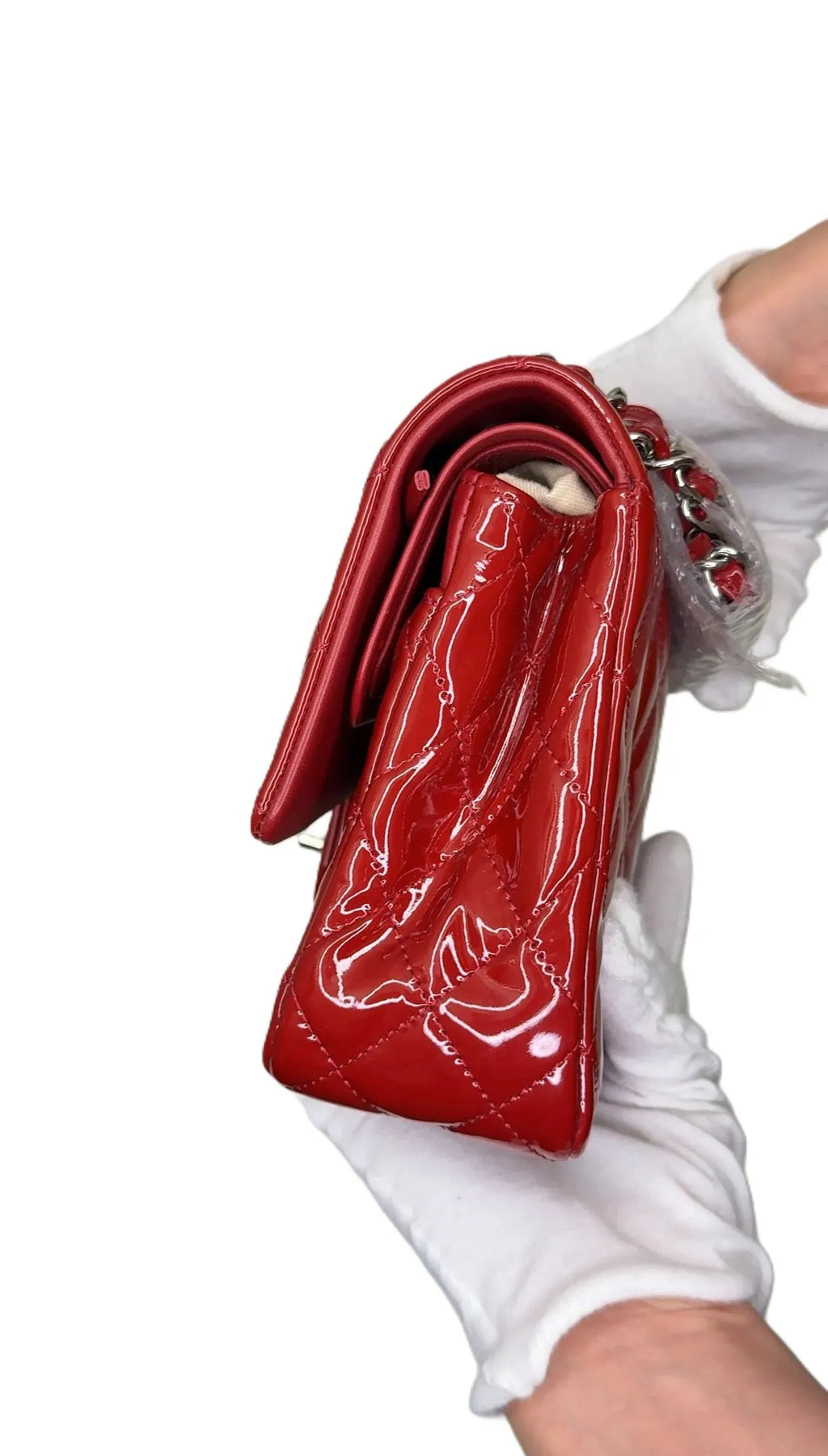Chanel Patent Classic Jumbo Double Flap Bag - Red B3-33