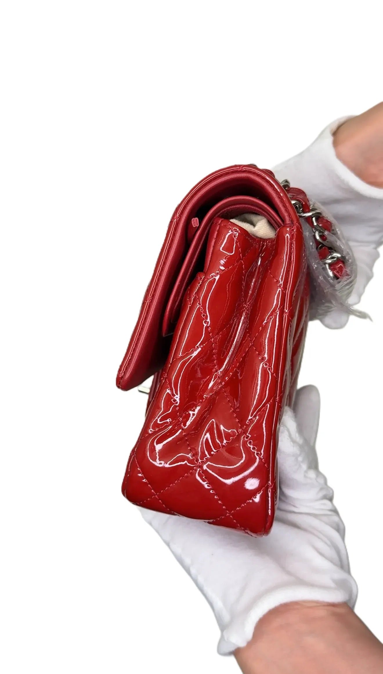 Chanel Patent Classic Jumbo Double Flap Bag - Red B3-33