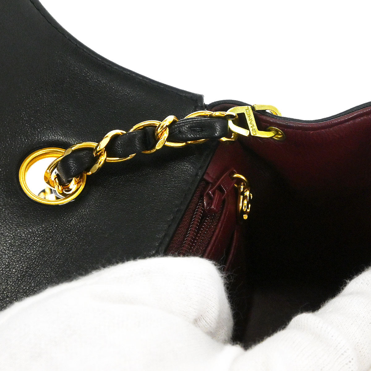 Chanel 1996-1997 Black Lambskin Small Diana Shoulder Bag