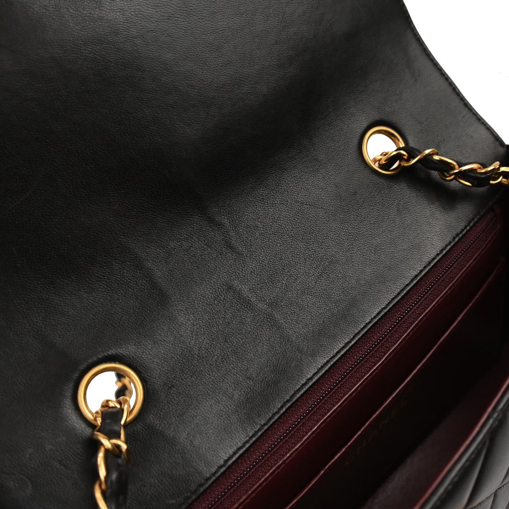 Chanel 1994-1996 Black Lambskin Small Diana Shoulder Bag