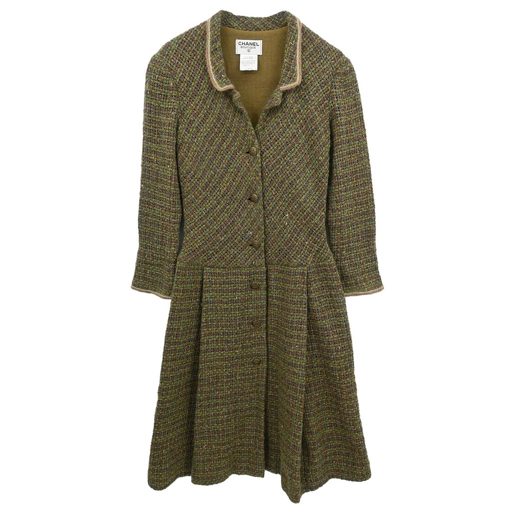 Chanel 1998 Single Breasted Coat Green #38