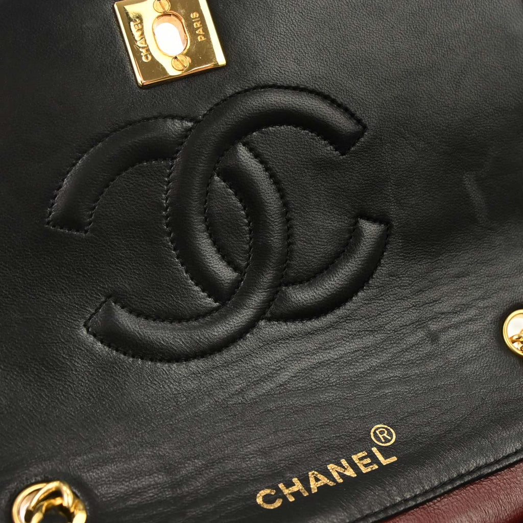 Chanel 1989-1991 Black Lambskin Turnlock Mini Full Flap Shoulder Bag