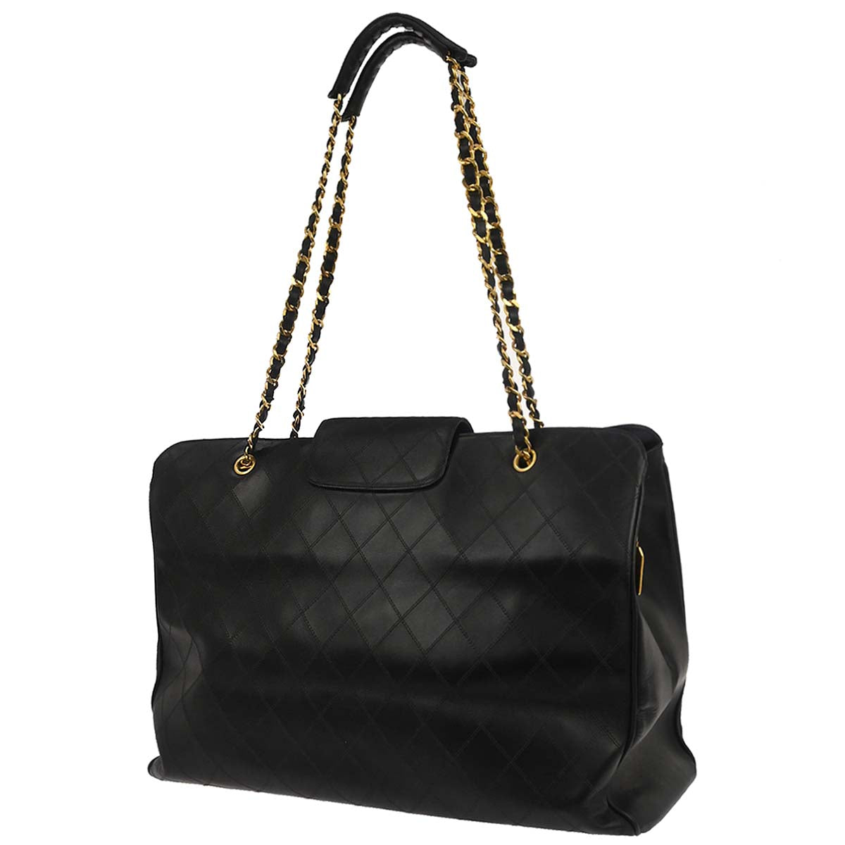 Chanel 1991-1994 Black Lambskin Bicolore Supermodel Shoulder Bag