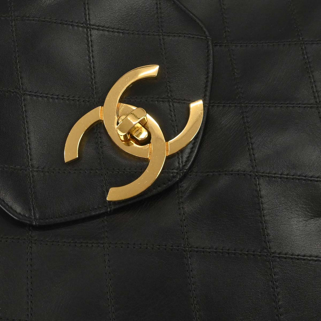 Chanel 1991-1994 Black Lambskin Bicolore Supermodel Shoulder Bag
