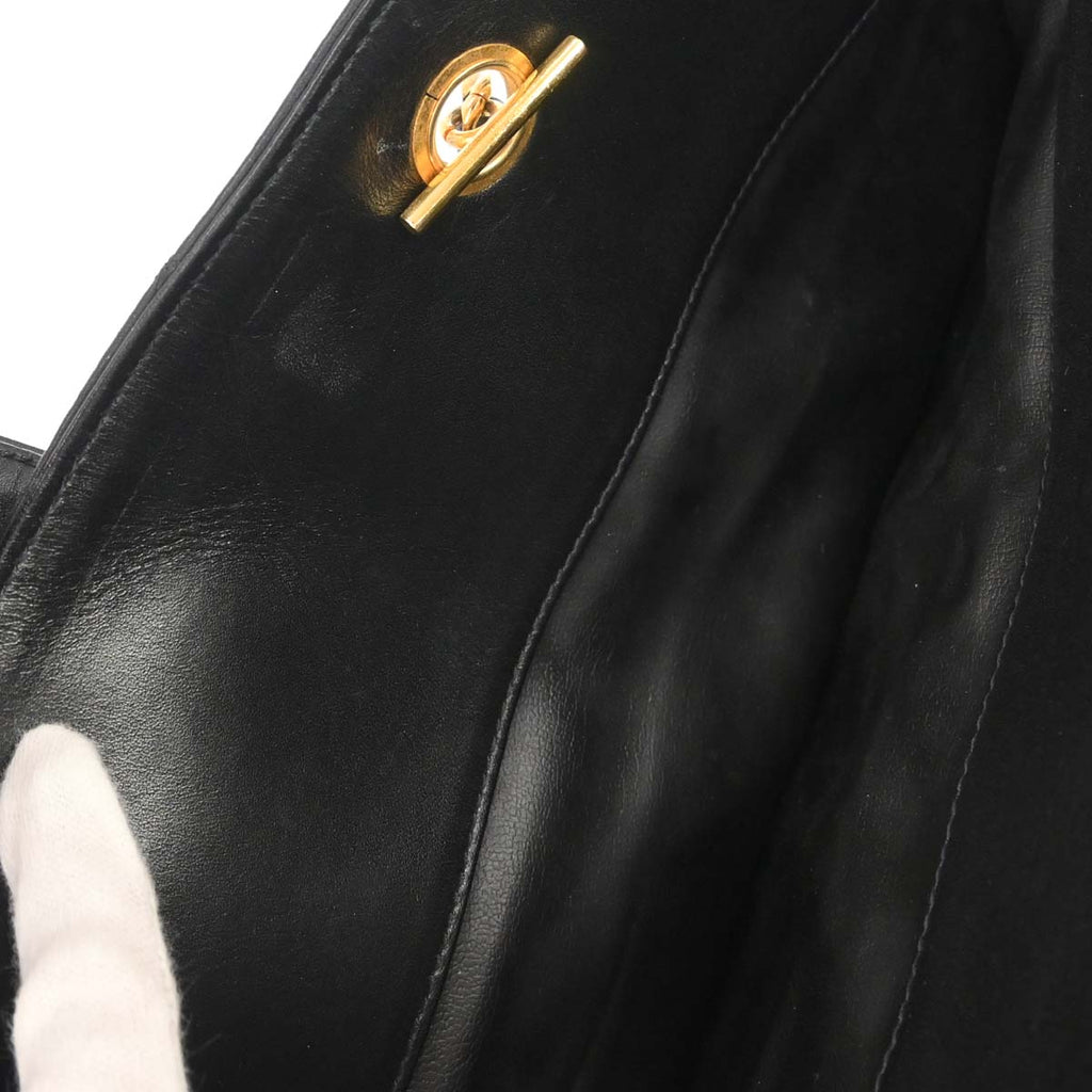 Chanel 1991-1994 Black Lambskin Bicolore Supermodel Shoulder Bag