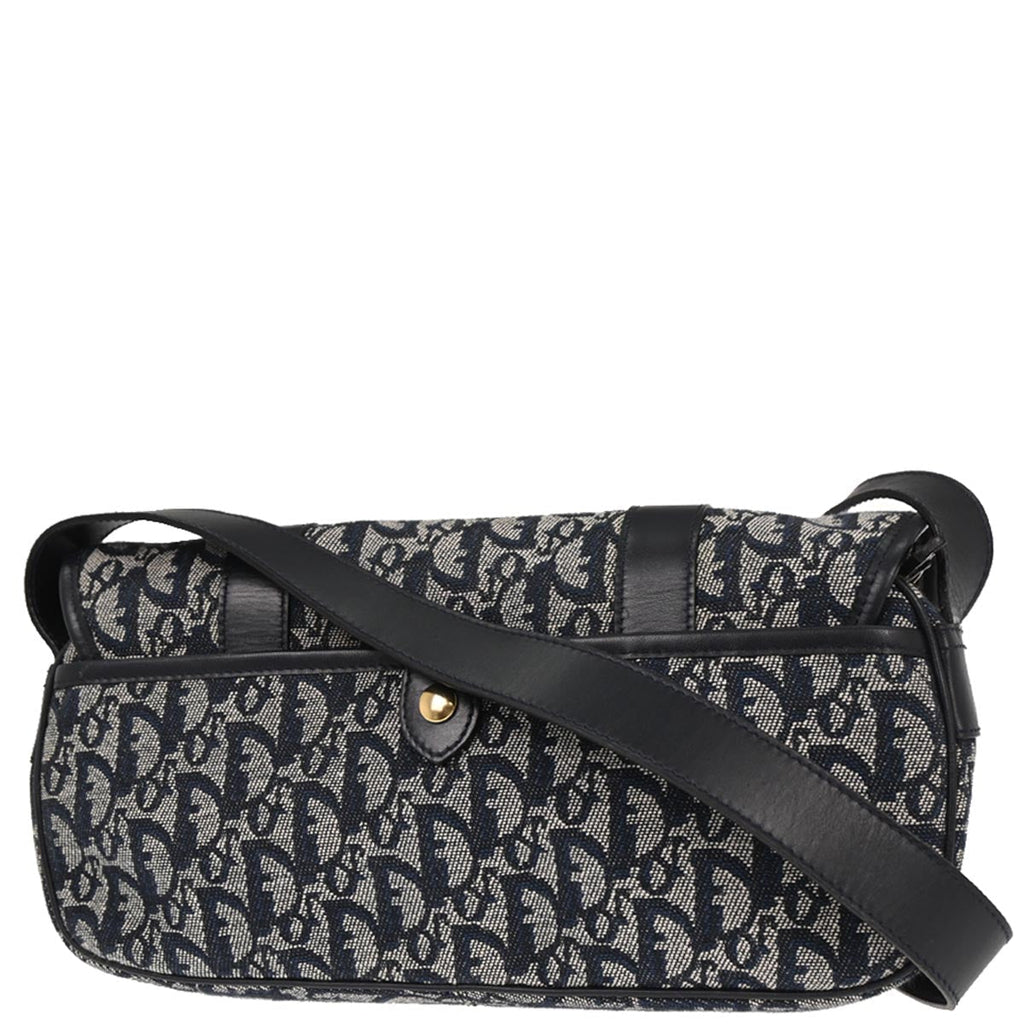 Christian Dior Navy Canvas Trotter Shoulder Bag