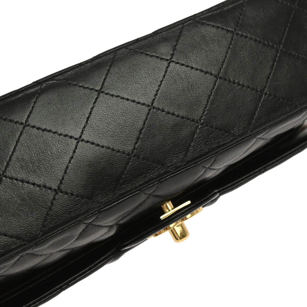Chanel 2003-2004 Black Lambskin Medium Classic Double Flap Shoulder Bag