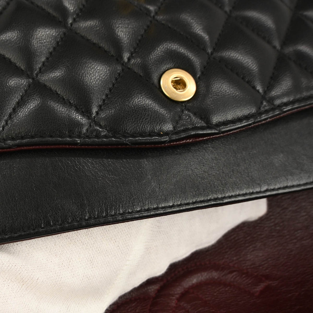 Chanel 2003-2004 Black Lambskin Medium Classic Double Flap Shoulder Bag