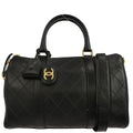 Chanel 1994-1996 Black Lambskin Bicolore 2way Duffle Shoulder Handbag