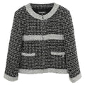 Chanel 2017-2018 Collarless Zip Up Tweed Jacket Black #44