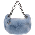 Chanel 2002-2003 Blue Lapin Fur Handbag