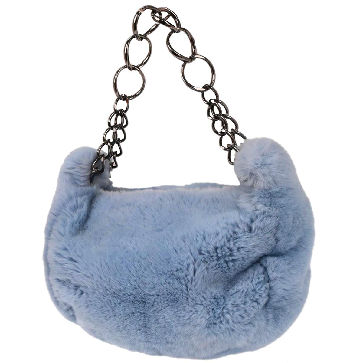 Chanel 2002-2003 Blue Lapin Fur Handbag