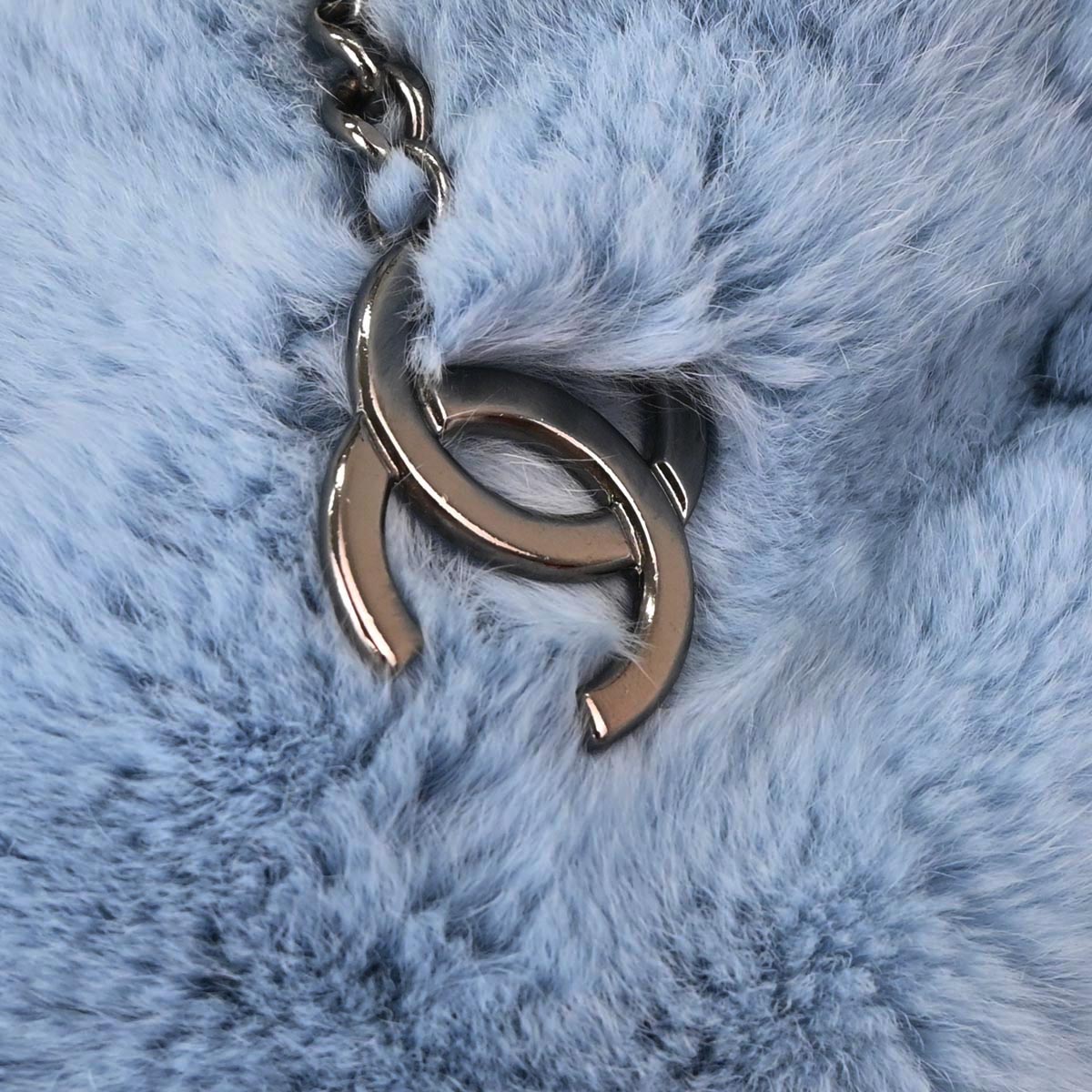 Chanel 2002-2003 Blue Lapin Fur Handbag
