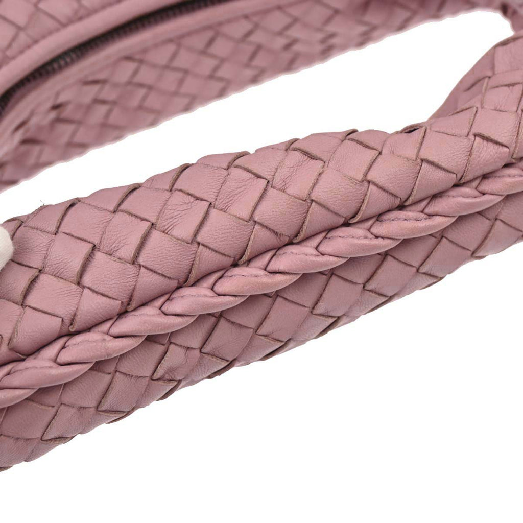 Bottega Veneta Pink Lambskin Intrecciato Hobo Handbag