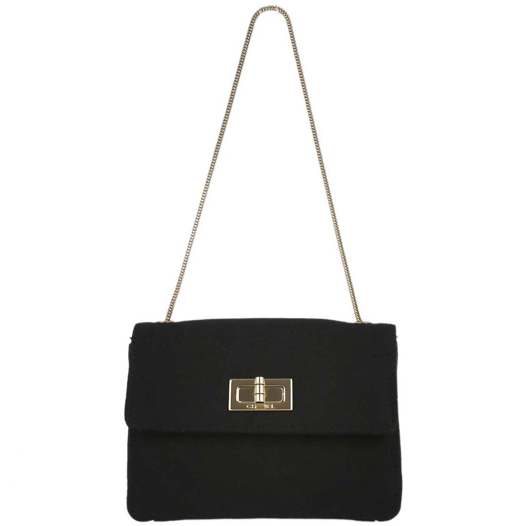Chanel 2008-2009 Black Satin Mademoiselle Lock Handbag