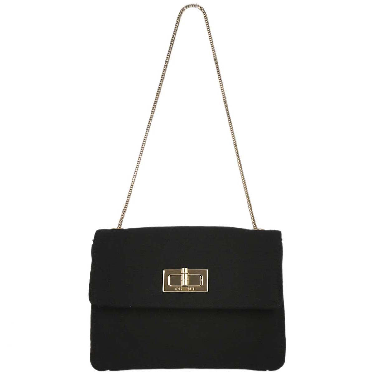 Chanel 2008-2009 Black Satin Mademoiselle Lock Handbag