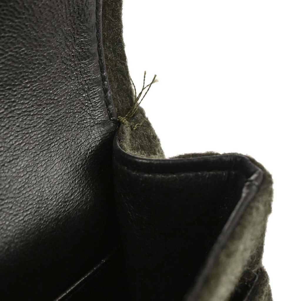 Chanel 1989-1991 Moss Green Wool Medium Classic Double Flap Shoulder Bag