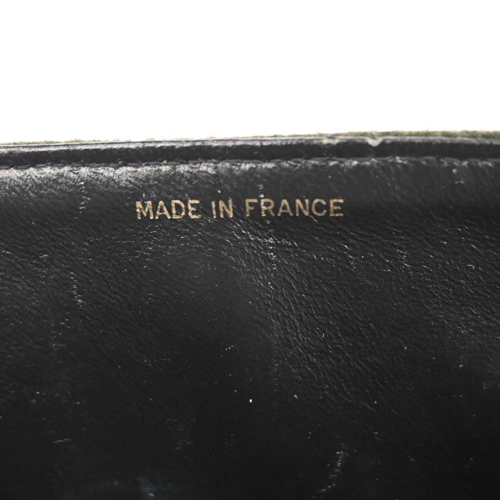 Chanel 1989-1991 Moss Green Wool Medium Classic Double Flap Shoulder Bag