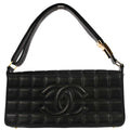 Chanel 2003-2004 Black Lambskin Choco Bar Shoulder Bag