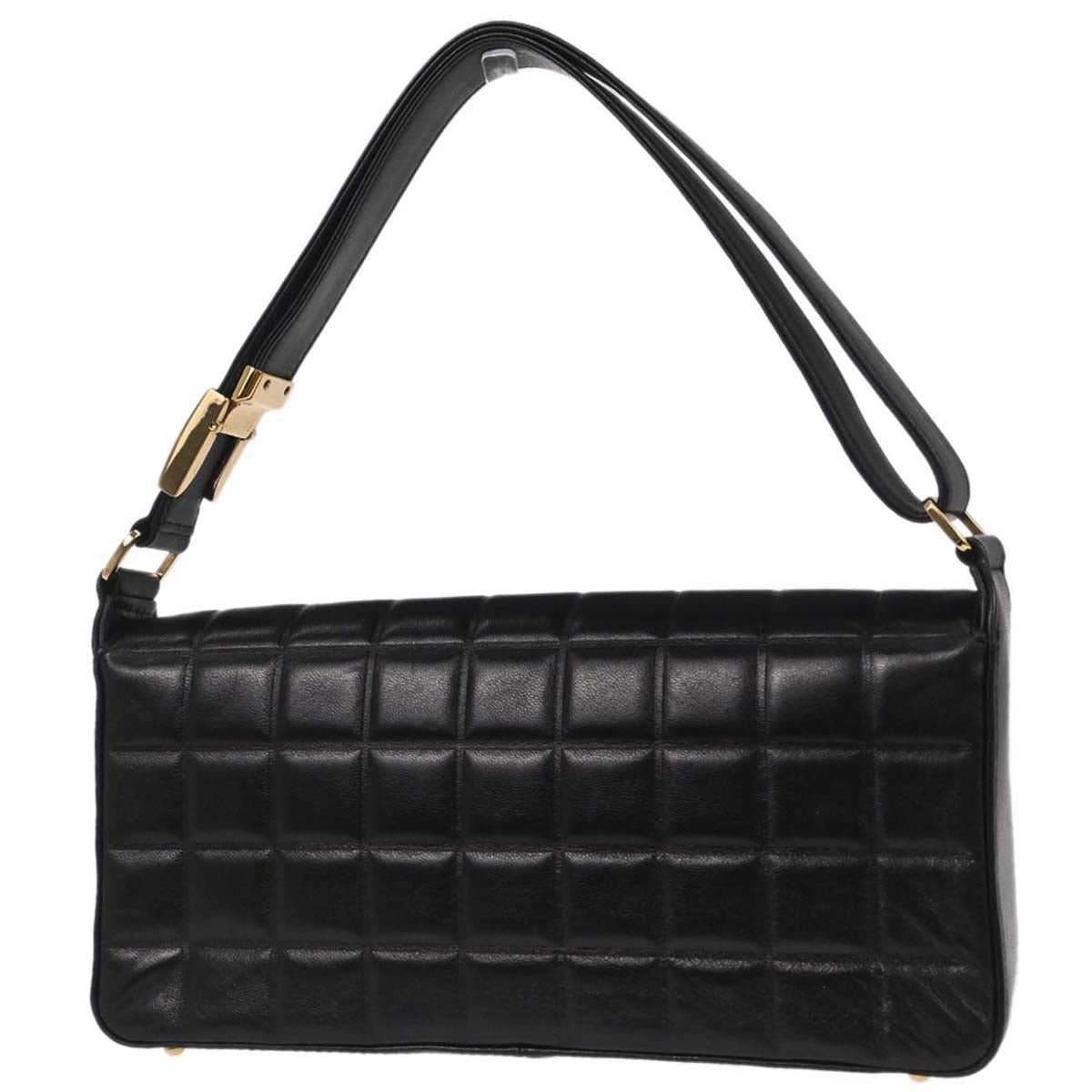 Chanel 2003-2004 Black Lambskin Choco Bar Shoulder Bag
