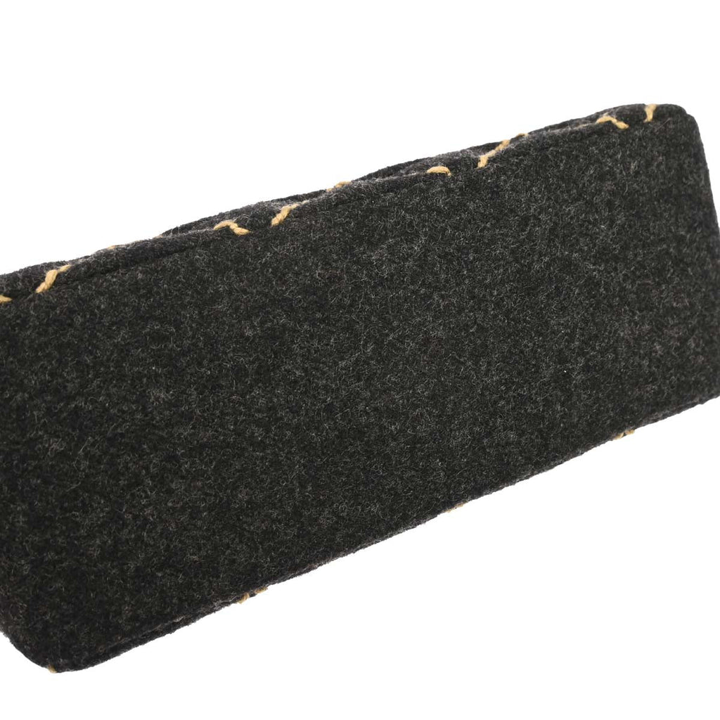 Chanel Gray Wool Wild Stitch Mini Classic Square Flap Shoulder Bag 17