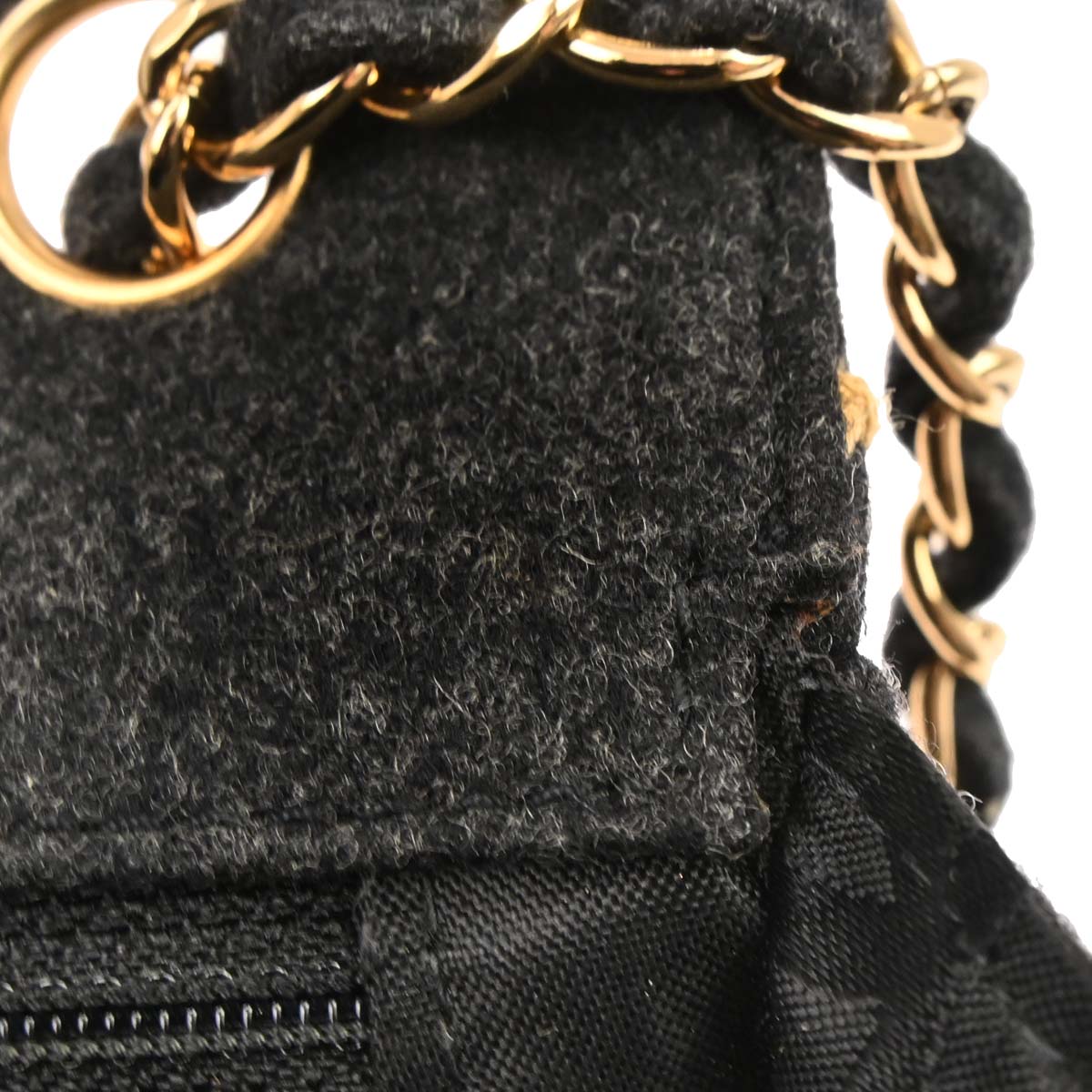 Chanel Gray Wool Wild Stitch Mini Classic Square Flap Shoulder Bag 17