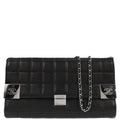 Chanel 2000-2002 Black Lambskin Choco Bar Straight Flap Shoulder Bag
