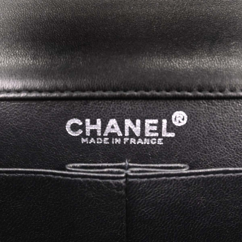 Chanel 2000-2002 Black Lambskin Choco Bar Straight Flap Shoulder Bag