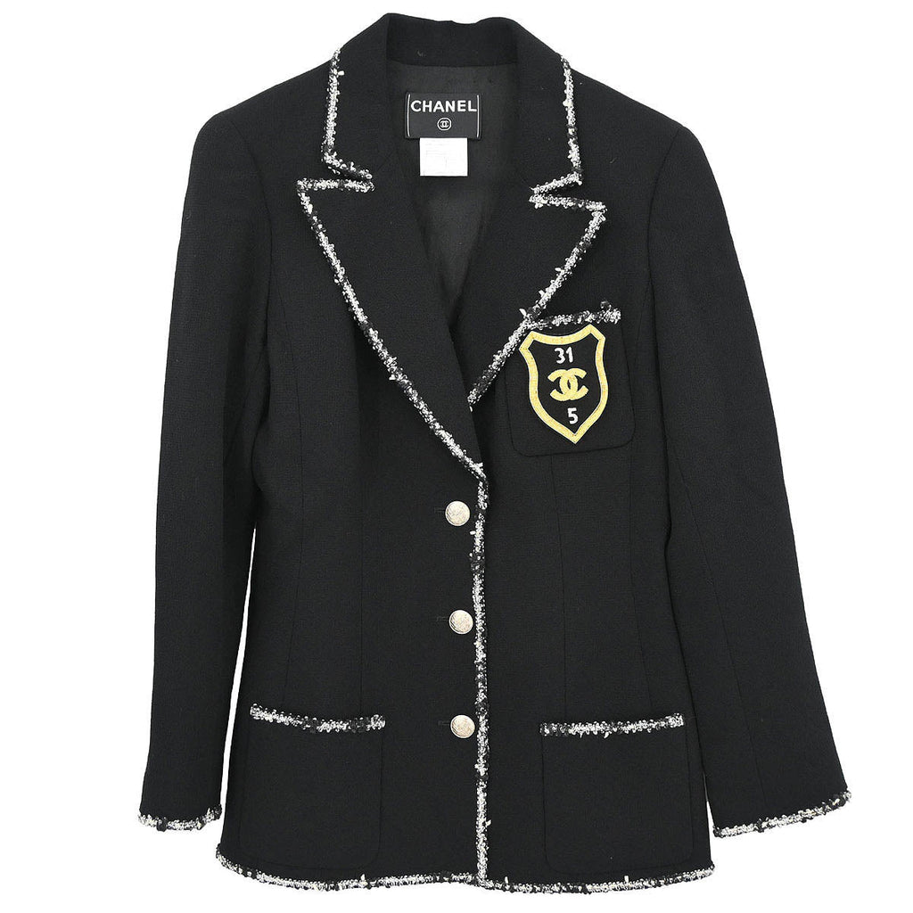 Chanel 2005 Emblem Single Breasted Jacket Black #38
