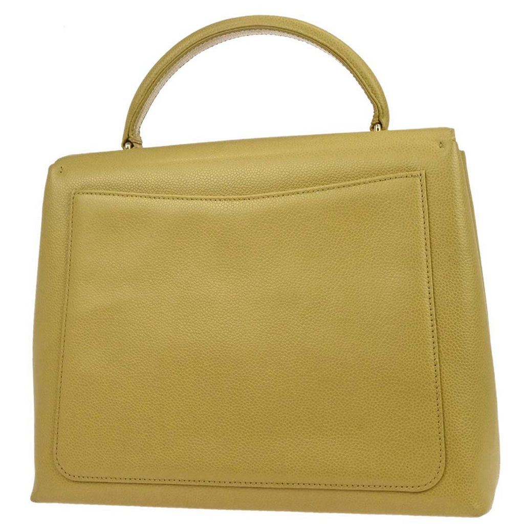 Chanel 1997-1999 Yellow Caviar Skin Kelly Top Handle Handbag