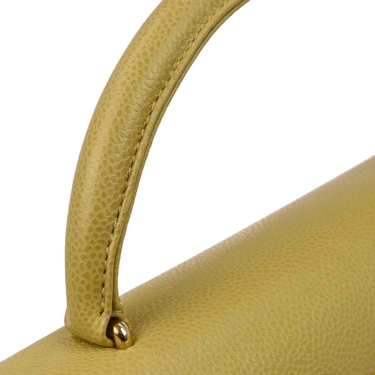 Chanel 1997-1999 Yellow Caviar Skin Kelly Top Handle Handbag