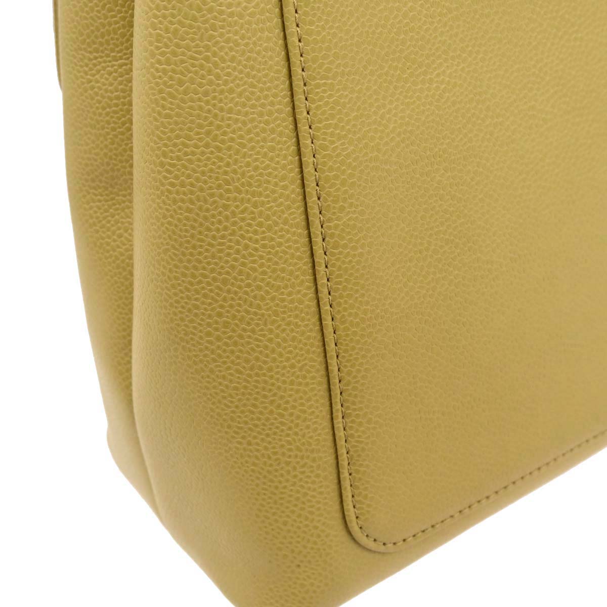 Chanel 1997-1999 Yellow Caviar Skin Kelly Top Handle Handbag
