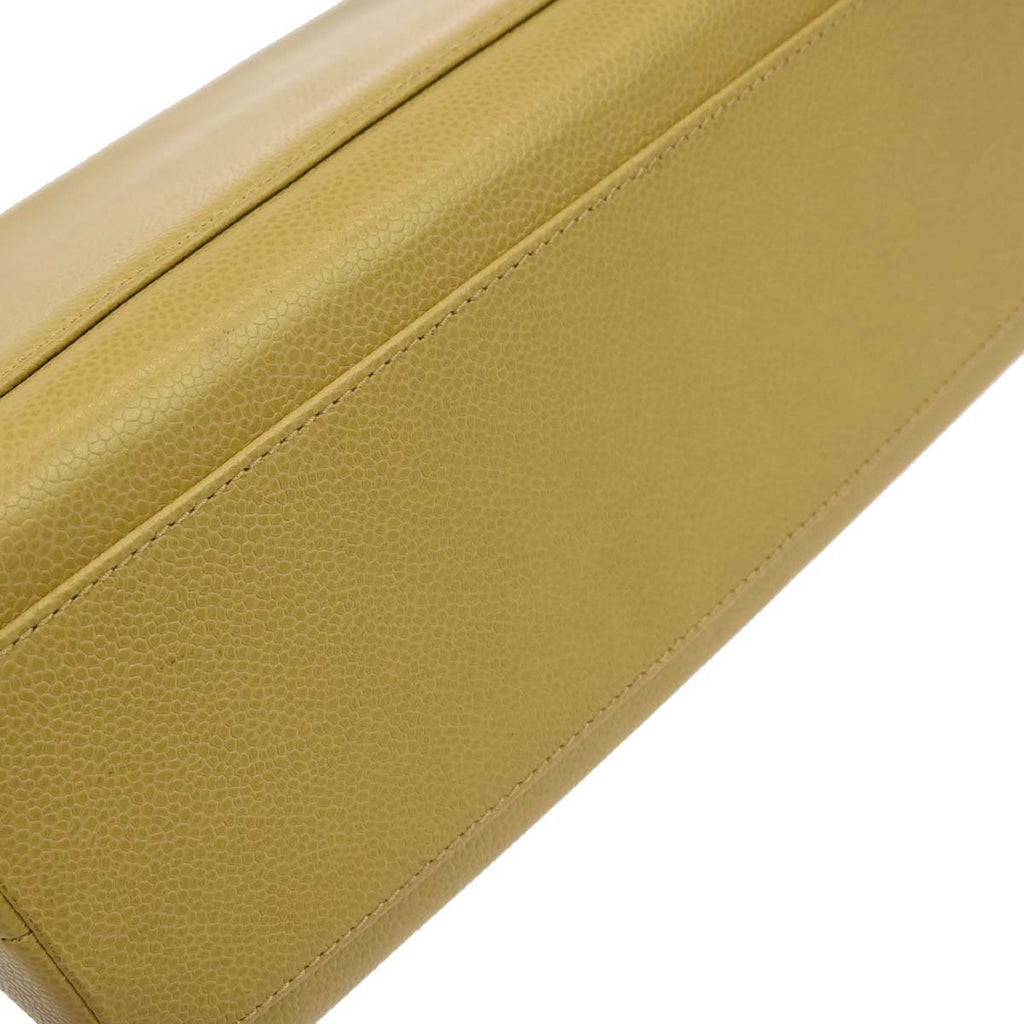Chanel 1997-1999 Yellow Caviar Skin Kelly Top Handle Handbag