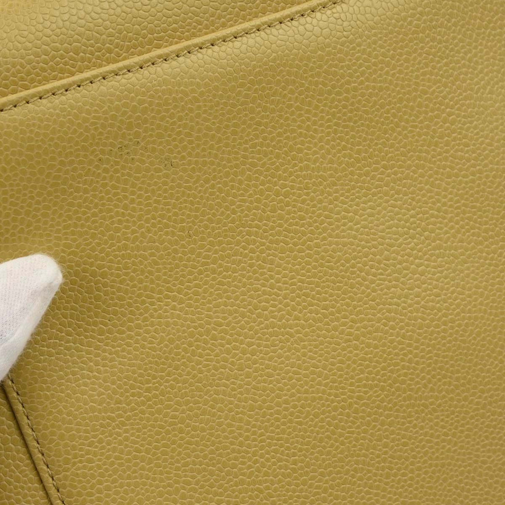 Chanel 1997-1999 Yellow Caviar Skin Kelly Top Handle Handbag