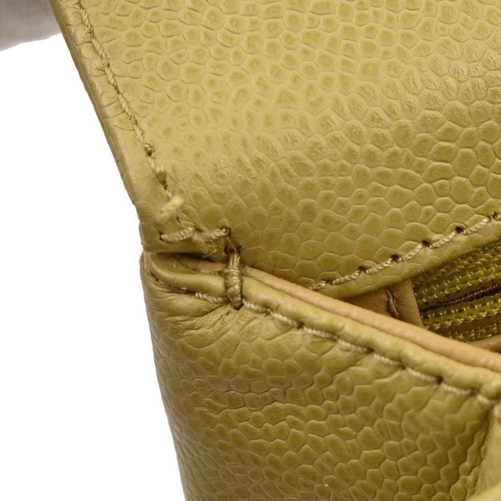 Chanel 1997-1999 Yellow Caviar Skin Kelly Top Handle Handbag