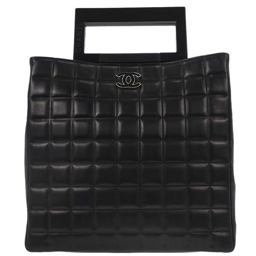 Chanel 2002-2003 Black Lambskin Choco Bar Tote Handbag