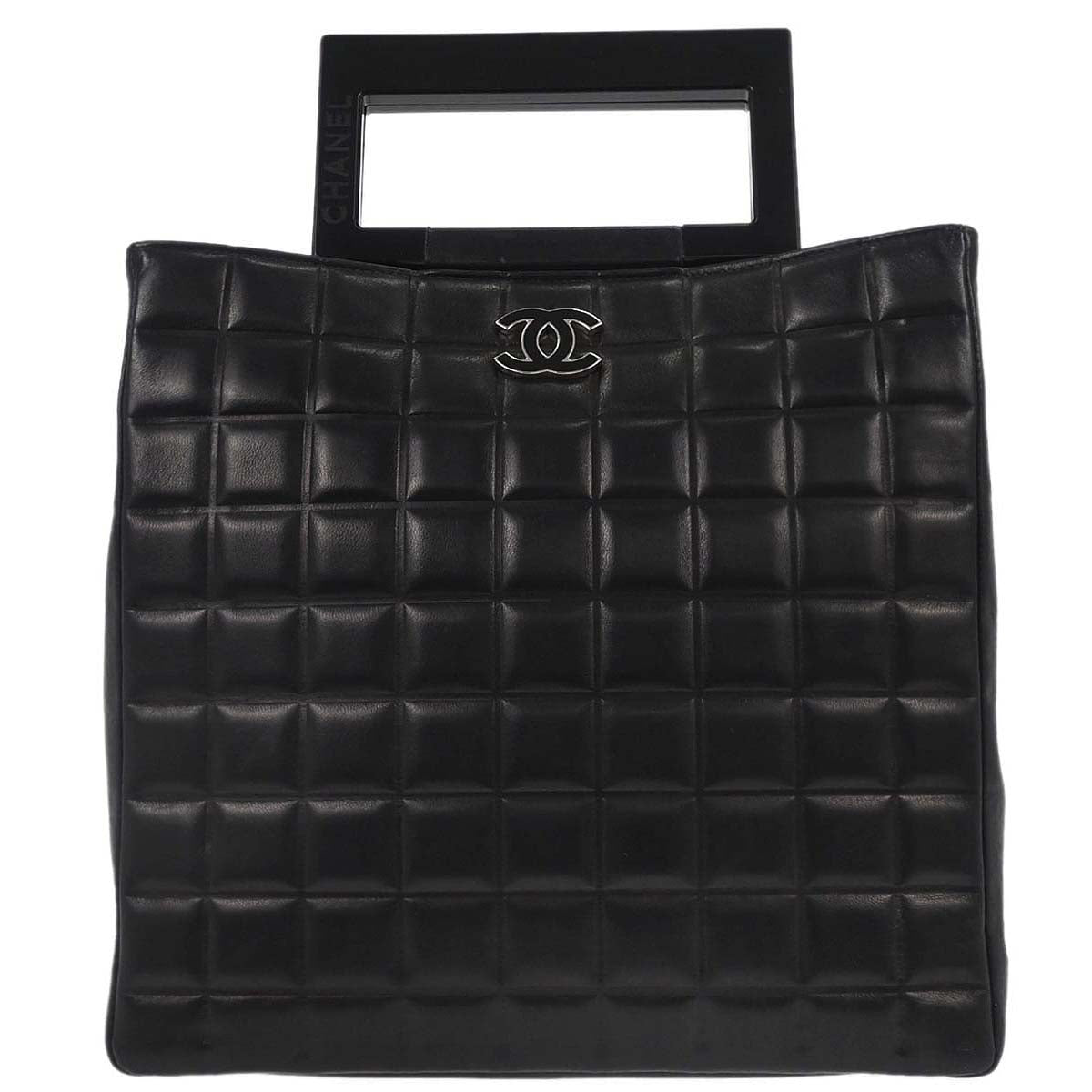 Chanel 2002-2003 Black Lambskin Choco Bar Tote Handbag