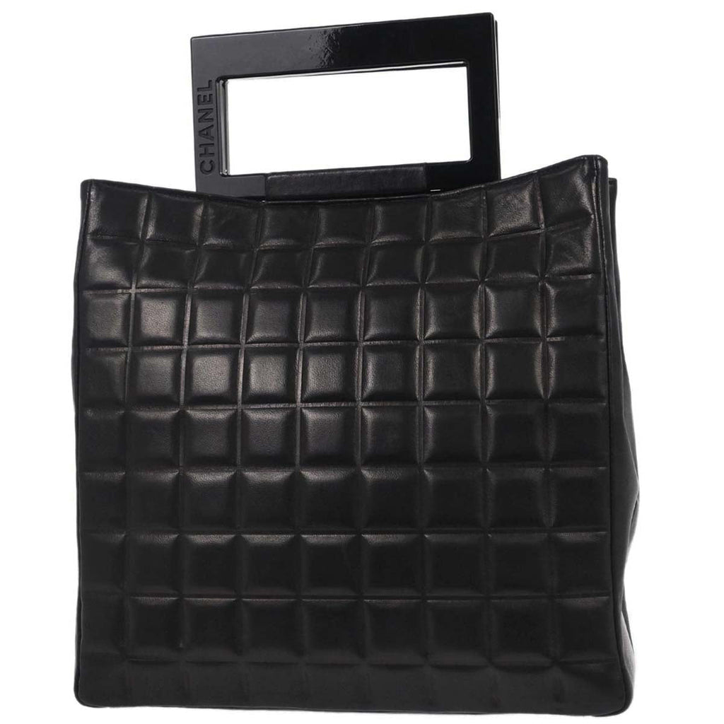Chanel 2002-2003 Black Lambskin Choco Bar Tote Handbag