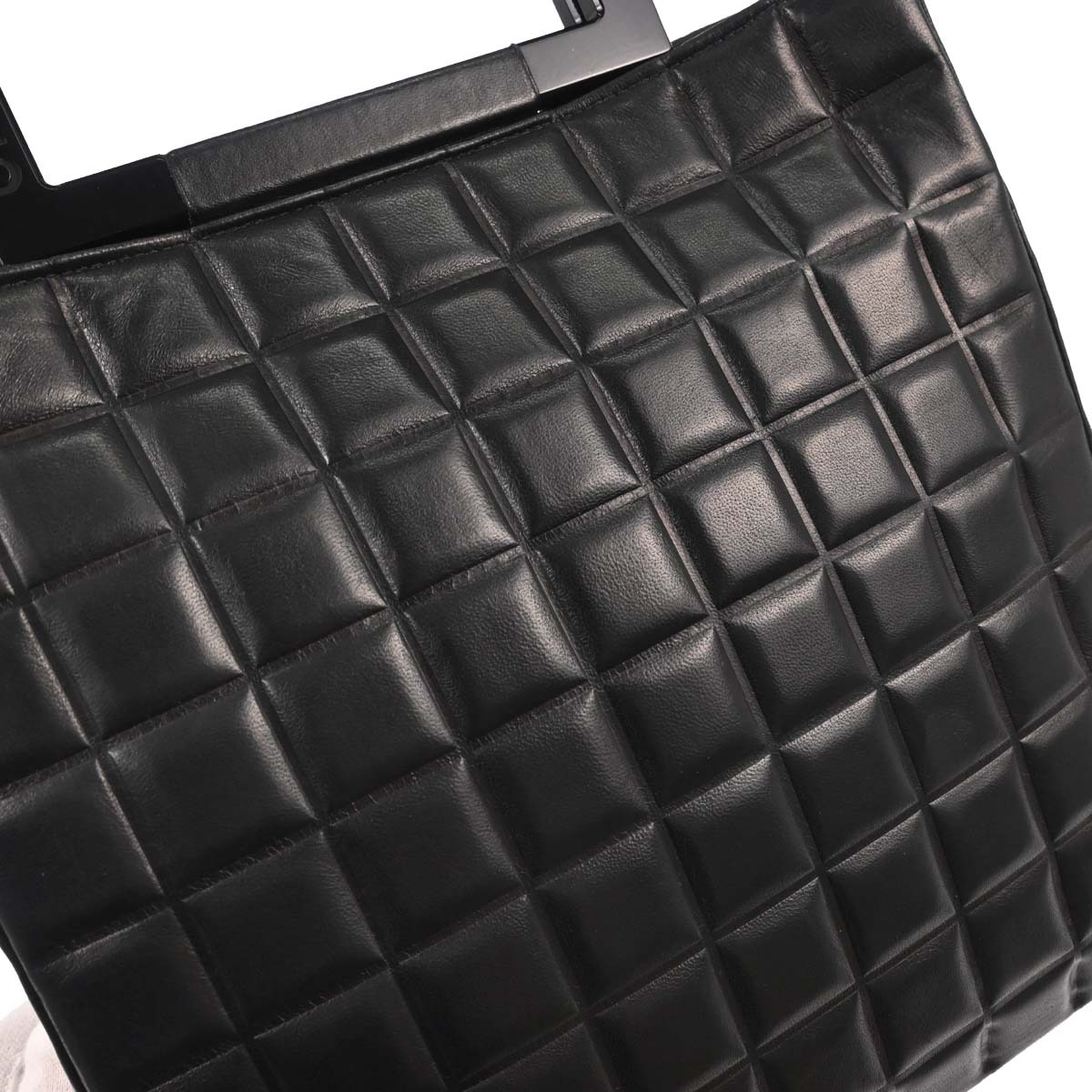 Chanel 2002-2003 Black Lambskin Choco Bar Tote Handbag