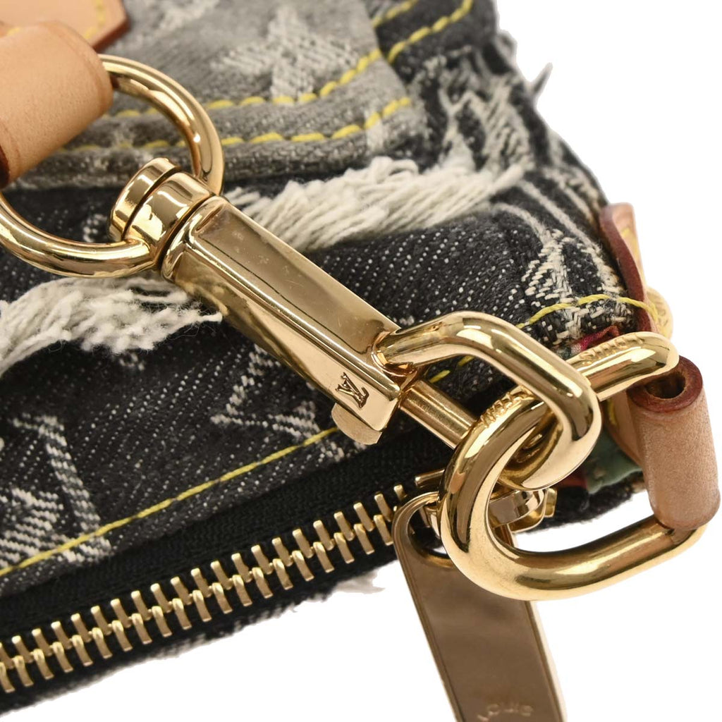 Louis Vuitton 2007 Gray Monogram Denim Patchwork Pouchy Handbag M95383