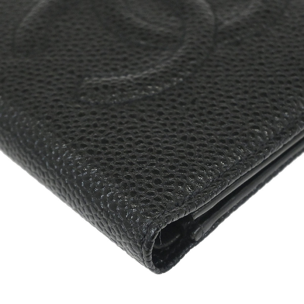 Chanel 1997-1999 Black Caviar Skin Bifold Wallet Purse