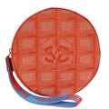 Chanel 2000-2002 Orange Jacquard Nylon New-Travel Line Pouch