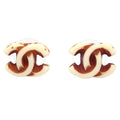 Chanel CC Pierced Earrings White 01P
