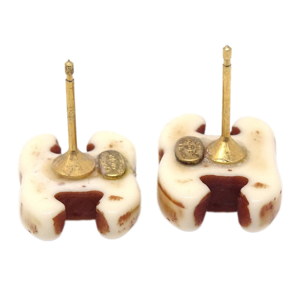 Chanel CC Pierced Earrings White 01P
