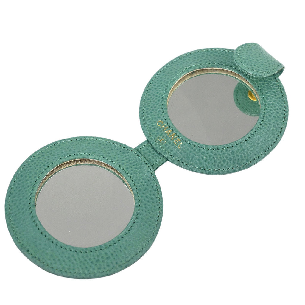 Chanel Green Caviar Skin Compact Mirror Small Good